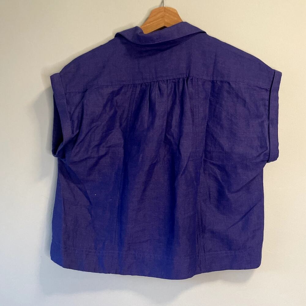 Anthropologie Blue Cropped Utility Pullover - Picture 5 of 9